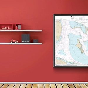 Zeekaarten van de Straat van Florida - oostelijk deel. Cuba. 4149 Giclée-kaartreproductie