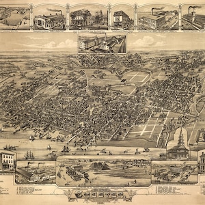 Carte de Chester, Delaware Co., Pennsylvanie, Pennsylvanie, 1885. Reproduction giclée de vieux murs de style déco maison de quincaillerie de restauration.