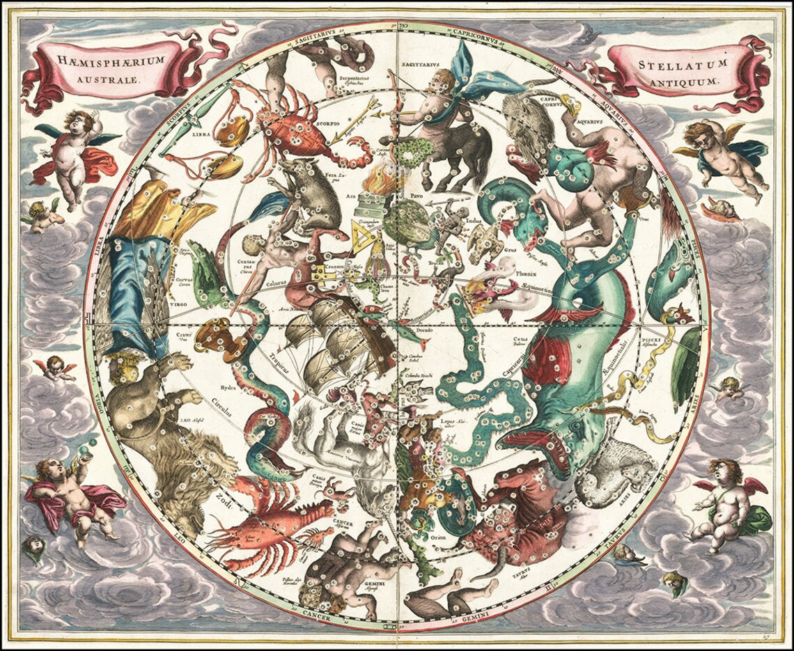 Celestial Chart by Andreas Cellarius - 1661 Celestial Map of the ...