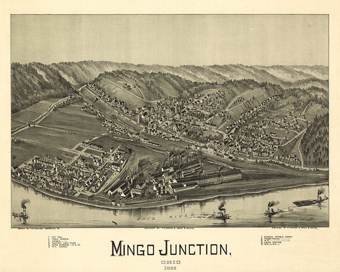 Map of Mingo Junction Jefferson County Ohio OH 1899. Etsy
