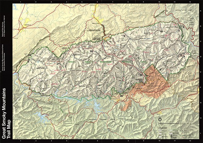 Smoky Mountain Park Map Map Of Great Smoky Mountains National Park North | Etsy Ireland