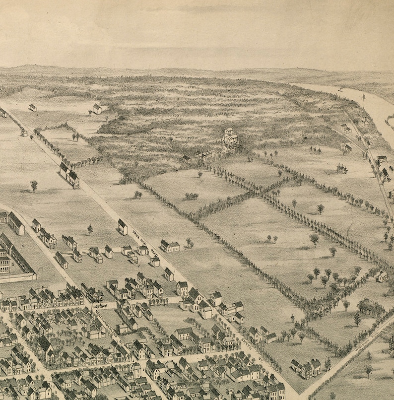 Map of Fredericton, New Brunswick, Canada in 1882. Reproduction Vintage