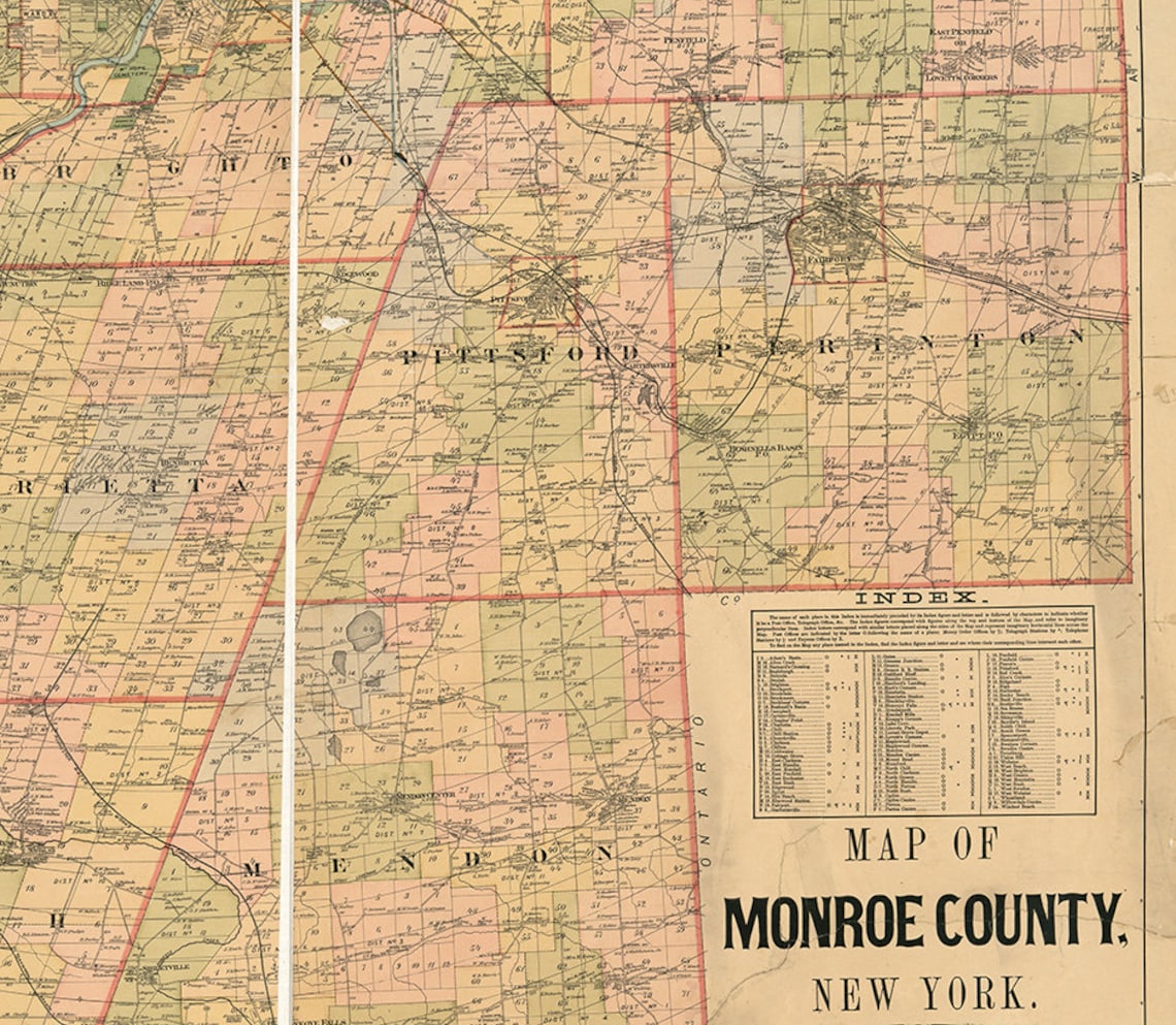 Map of Monroe County New York NY 1887 Restoration Hardware Etsy