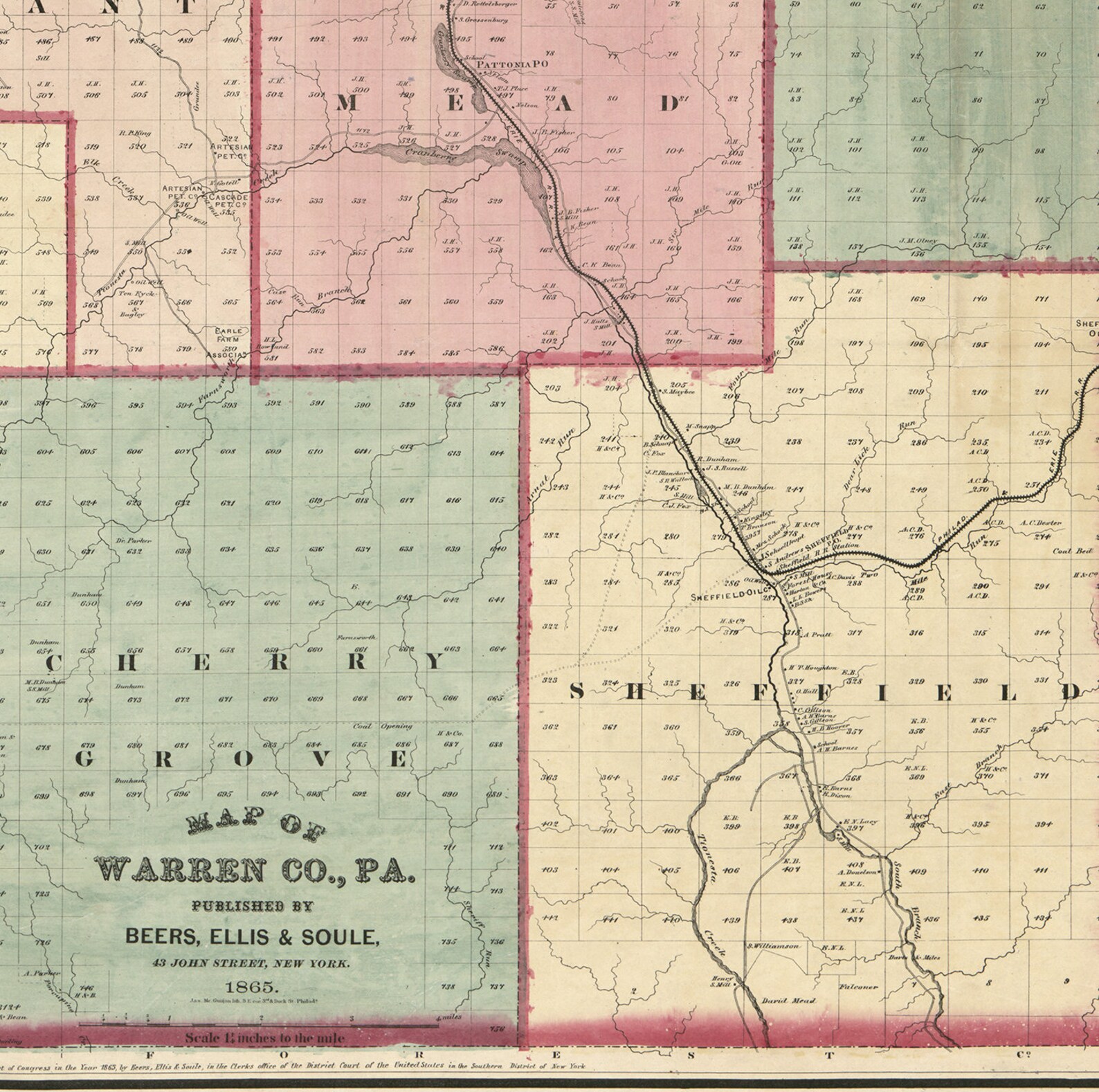 Map of Warren County Pennsylvania. 1865. Vintage Restoration Etsy