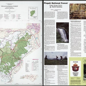 Pisgah National Forest (Pisgah Ranger District), North Carolina.  Landkartenreproduktion.