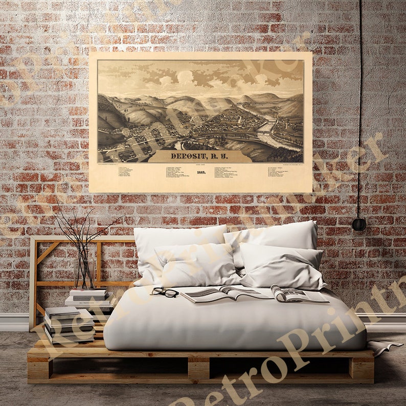 map-of-deposit-new-york-1887-burleigh-l-r-delaware-etsy
