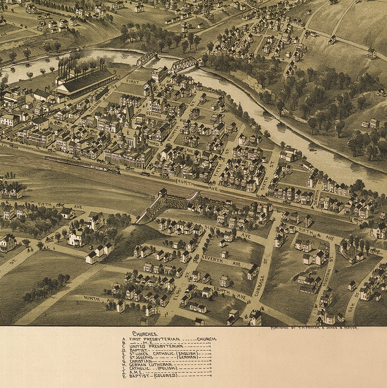 Map of Carnegie Allegheny County Pennsylvania Pa. 1897. Etsy Ireland