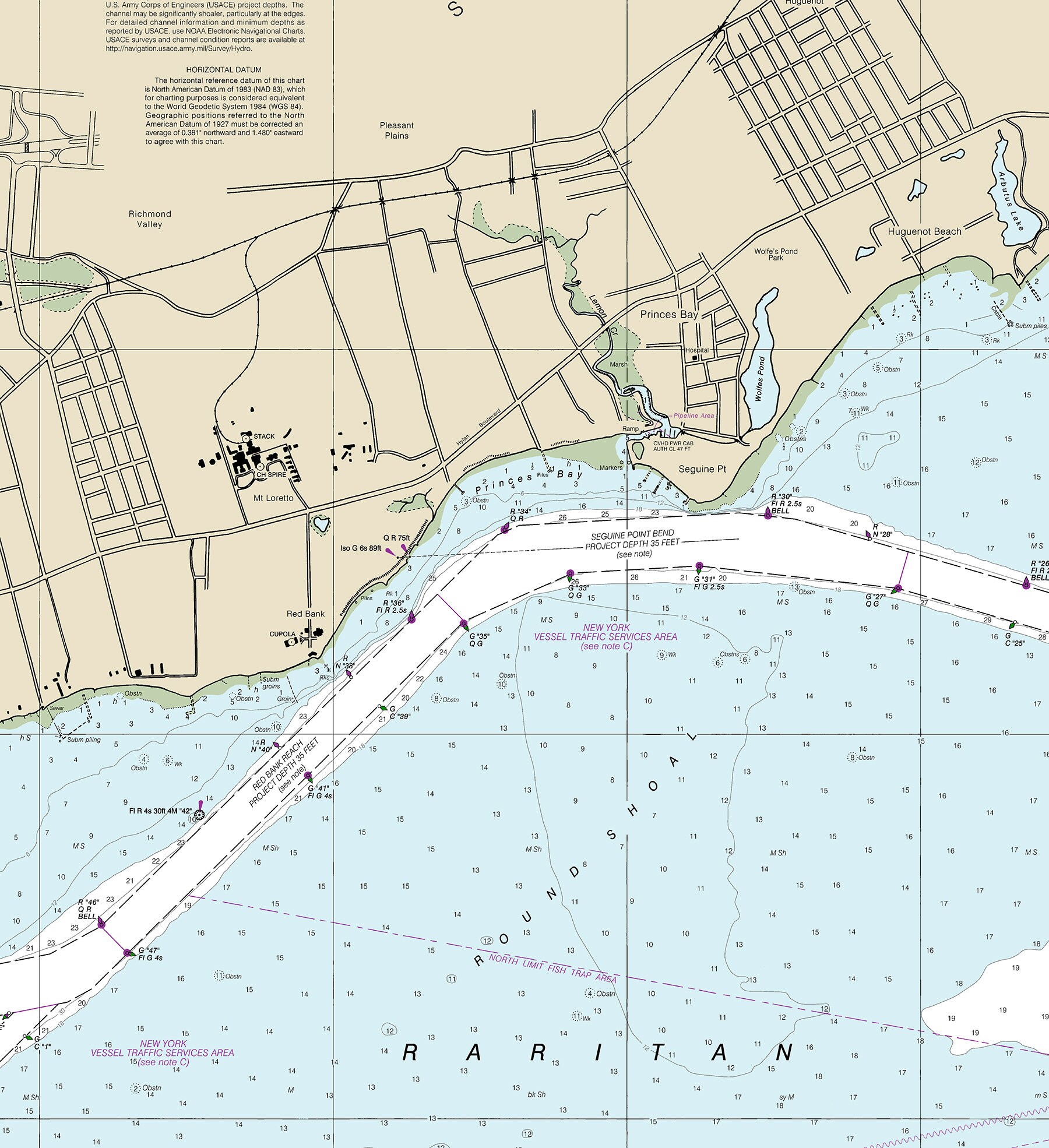 Raritan Bay & Arthur Kill Map – NOAA Nautical Chart 12331 Reproduction ...