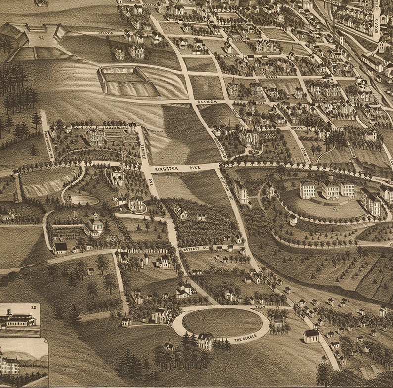 Knoxville Knox County Tennessee TN in 1886. Vintage Etsy