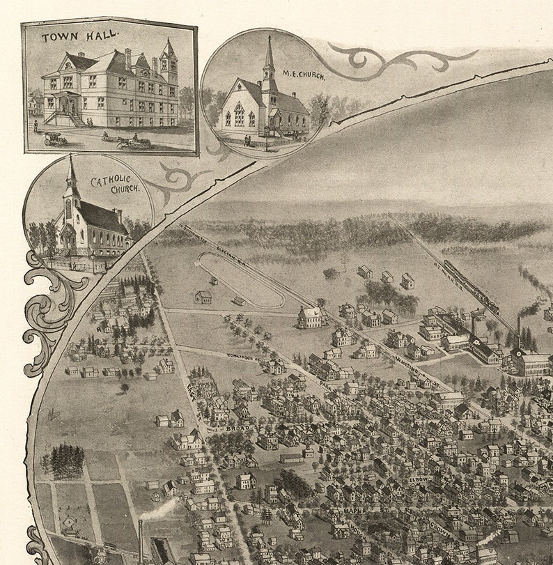 Map of Plainville Hartford County Connecticut CT 1907 Etsy