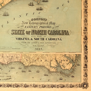Map of Eastern North Carolina With Part of Virginia and South Carolina ...