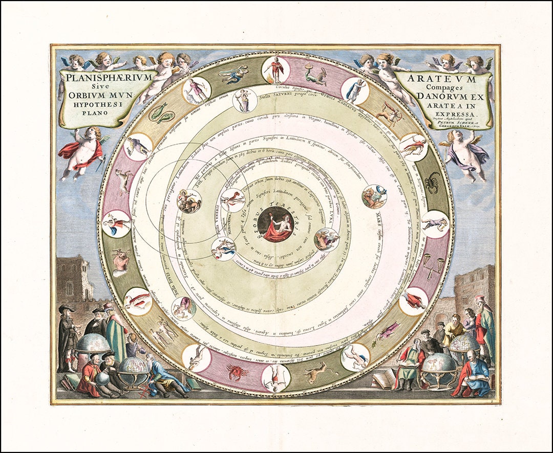 Celestial Chart by Andreas Cellarius - Greek Astronomer Aratus' Model ...