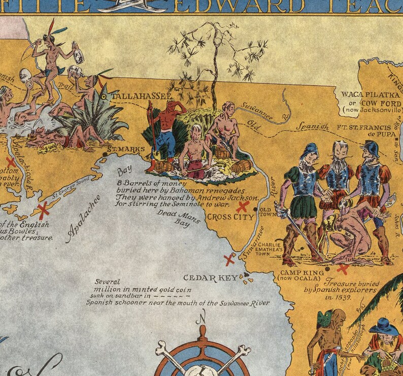 Ye True Chart of Buried Treasure in the Land &amp; Waters of - Etsy
