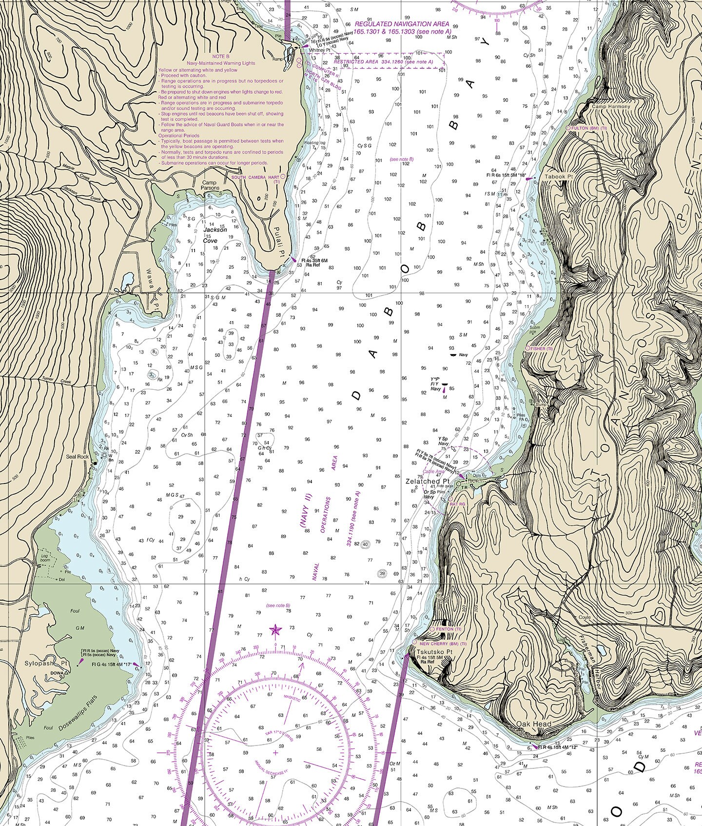 Nautical Charts of Hood Canal. South Point to Quatsap Point Etsy