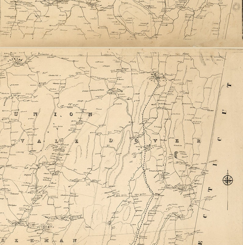 Map of Dutchess County New York NY 1850 Restoration Etsy