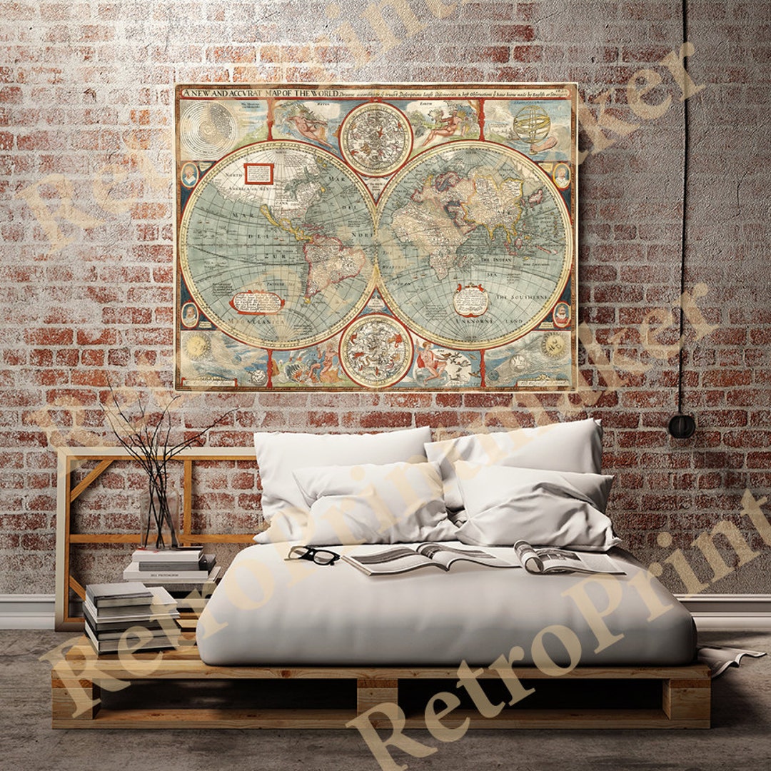 1627年 世界地図 古地図ポスター Rand MqNally製 1627年 世界地図 古地図ポスター Rand MqNally製