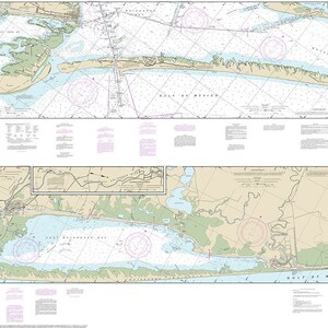Zeekaarten van Cedar Lakes tot Espiritu Santo Bay. Texel. Matagorda-baai. Colorado-rivier. Reproductie gicleekaart