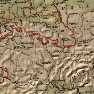 Carte de l'Allemagne, 1880. Reproduction de carte murale ancienne de style déco maison vintage. image 4