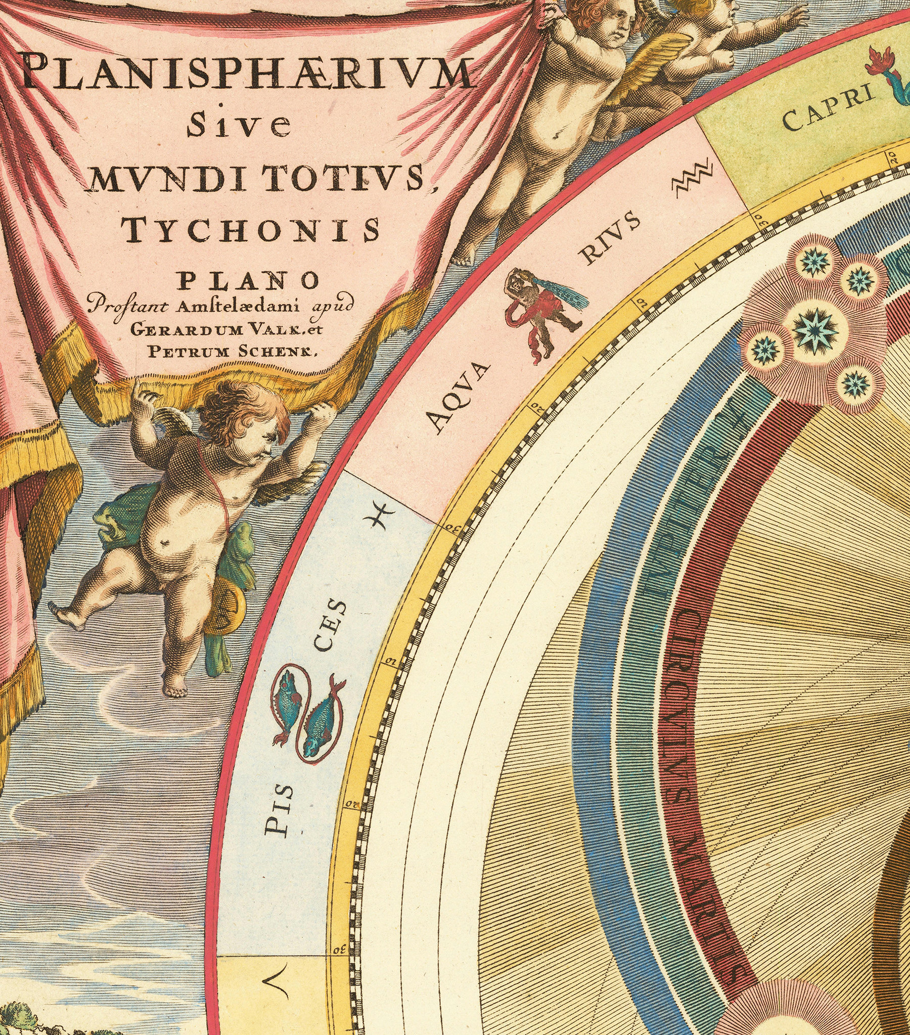 1660年、デンマークの天文学者ティコ・ブラーエの宇宙モデルを示す図表
