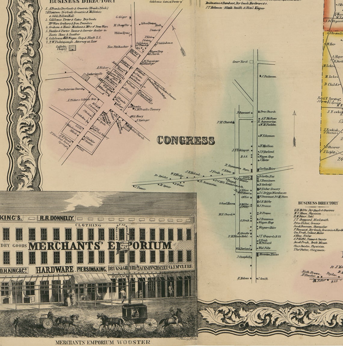 Map of Wayne County Pennsylvania PA 1856. Vintage Etsy