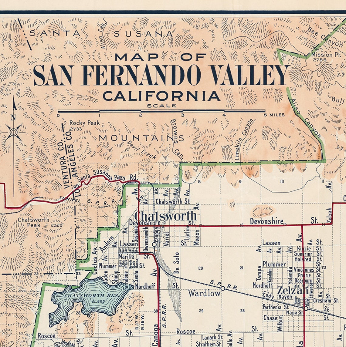 San Fernando Valley Map California - Il 1140xN.1994604606 96ci