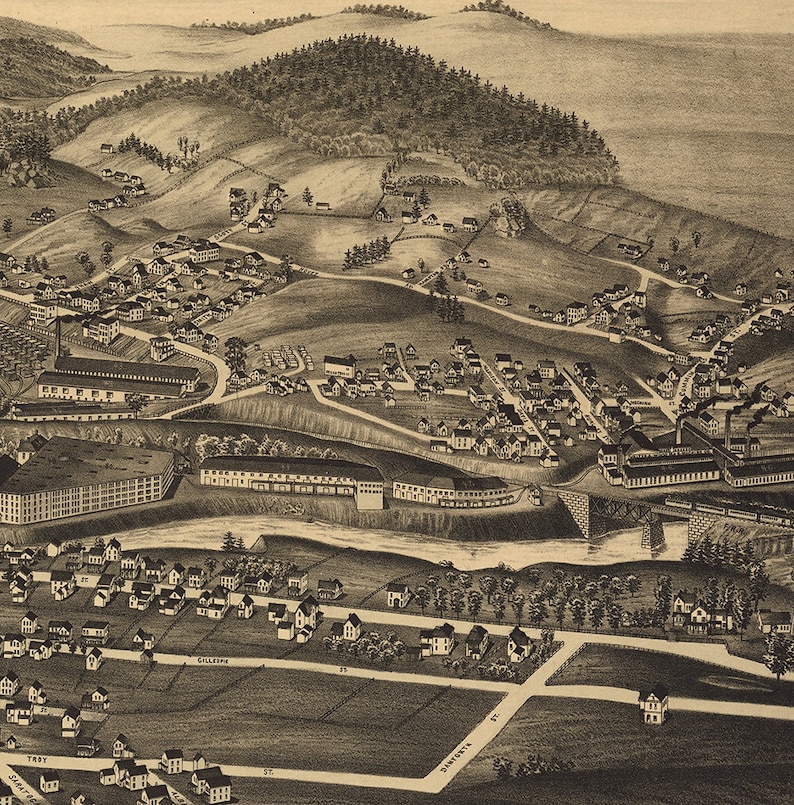 Map of Hoosick Falls Rensselaer Co. New York N.Y. 1889 Map. Etsy