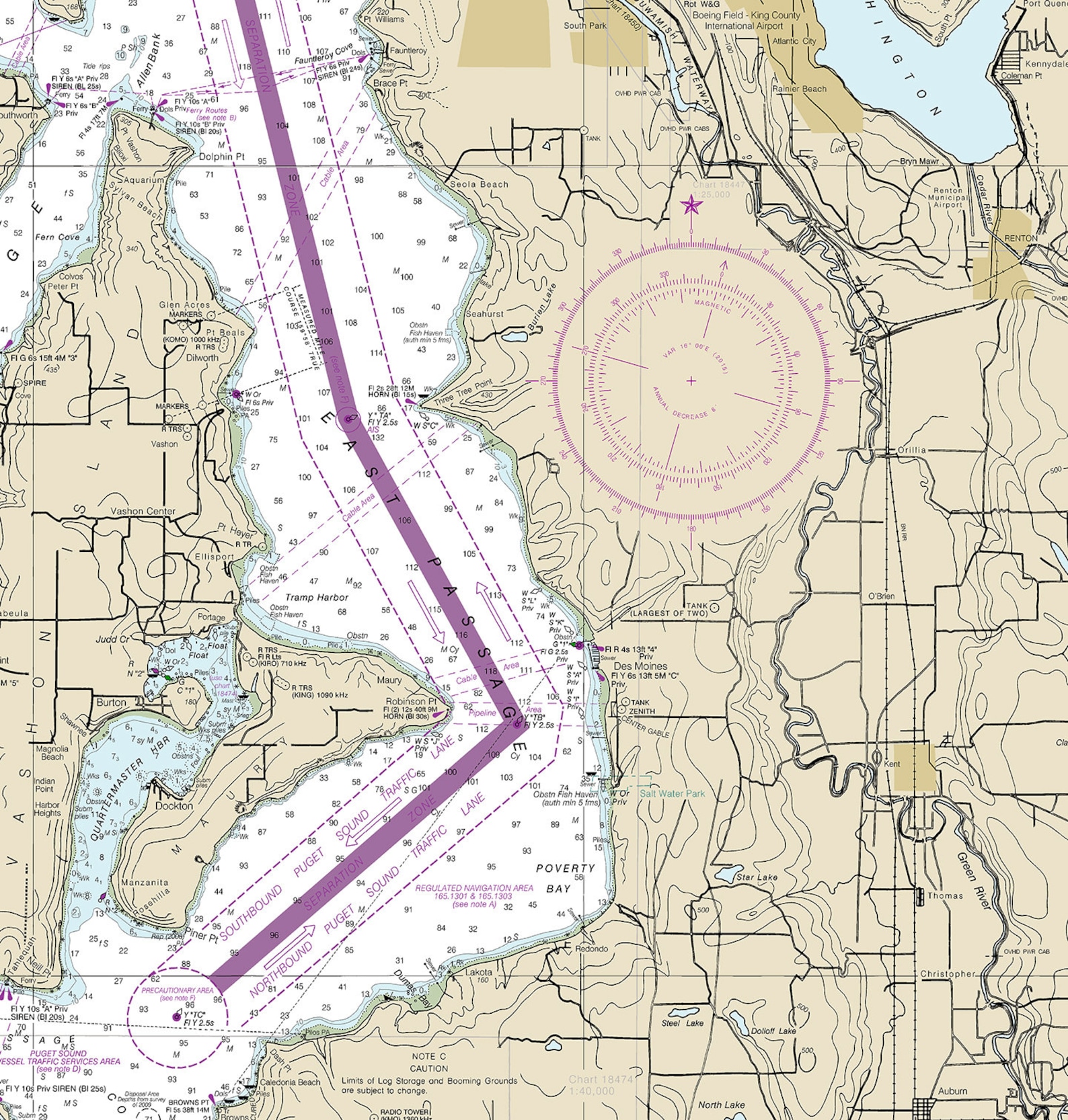 Nautical Charts of Puget Sound Southern Part. 18448. Washington West Coast. Mcneil Anderson
