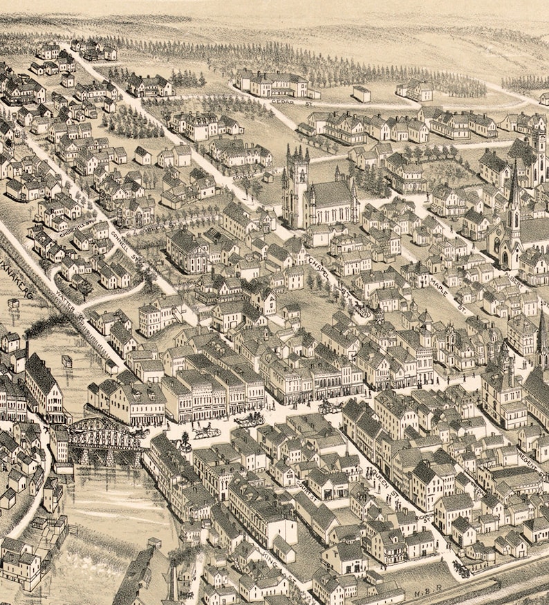Map of Woodstock New Brunswick Canada in 1889. Reproduction Etsy