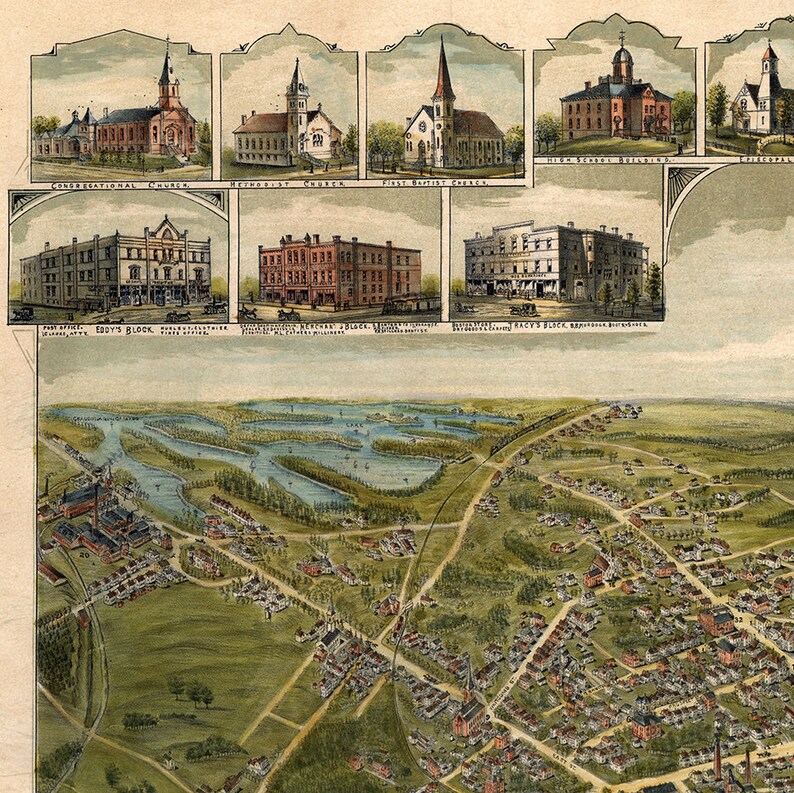 Map of ster Massachusetts MA. 1892. Worcester County. Etsy