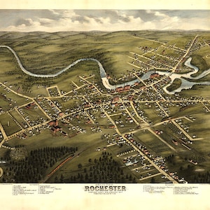 Rochester, Strafford County, New Hampshire, 1877 : from a position, east of town.  Stoner, J. J.  Available in different size.