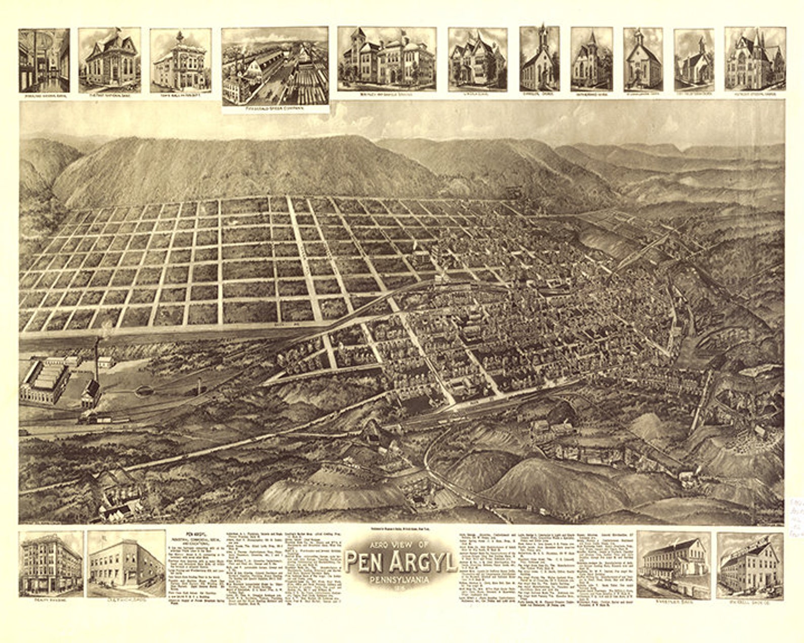 Map of Pen Argyl Northampton County Pennsylvania 1916. Etsy