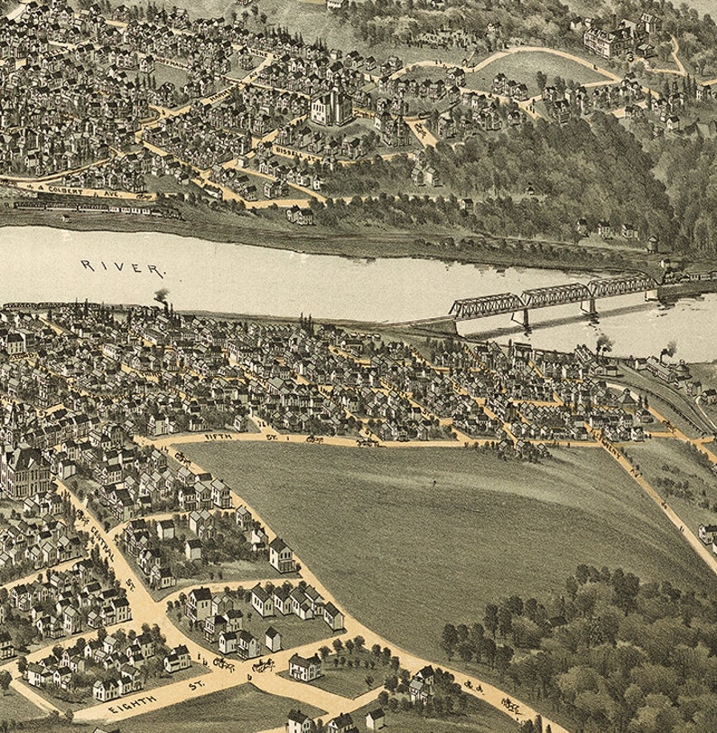 Oil City Pennsylvania PA 1896 Aerial Views Historical Etsy