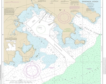 Nautical charts of Ensenada Honda 25666. Home Décor reproduction print.