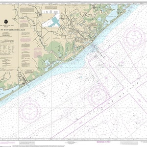 Cartas náuticas del Paso de San Luis a la Bahía Este de Matagorda. Texas. 321. Bahía de Navidad. Puerto de Freeport. Reproducción de mapa vintage para decoración del hogar.