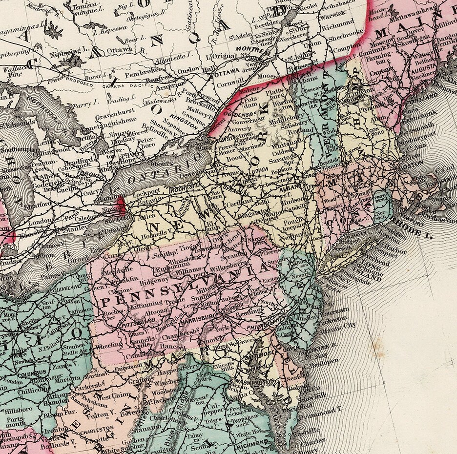 Map of United States 1873. Vintage restoration hardware home | Etsy