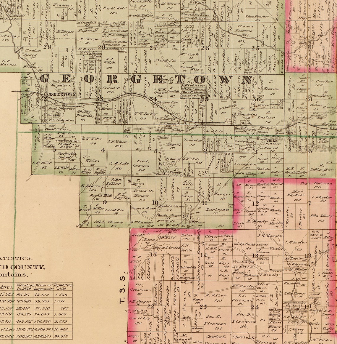 Map of Floyd County Indiana. 1882. Vintage Restoration Etsy