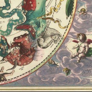 Celestial Chart by Andreas Cellarius 1661 Southern Sky Map Reproduction ...