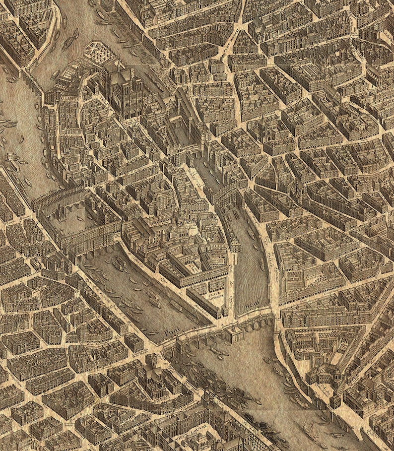 Map of Paris France 1739 by Micheletienne Turgot. Highly Etsy