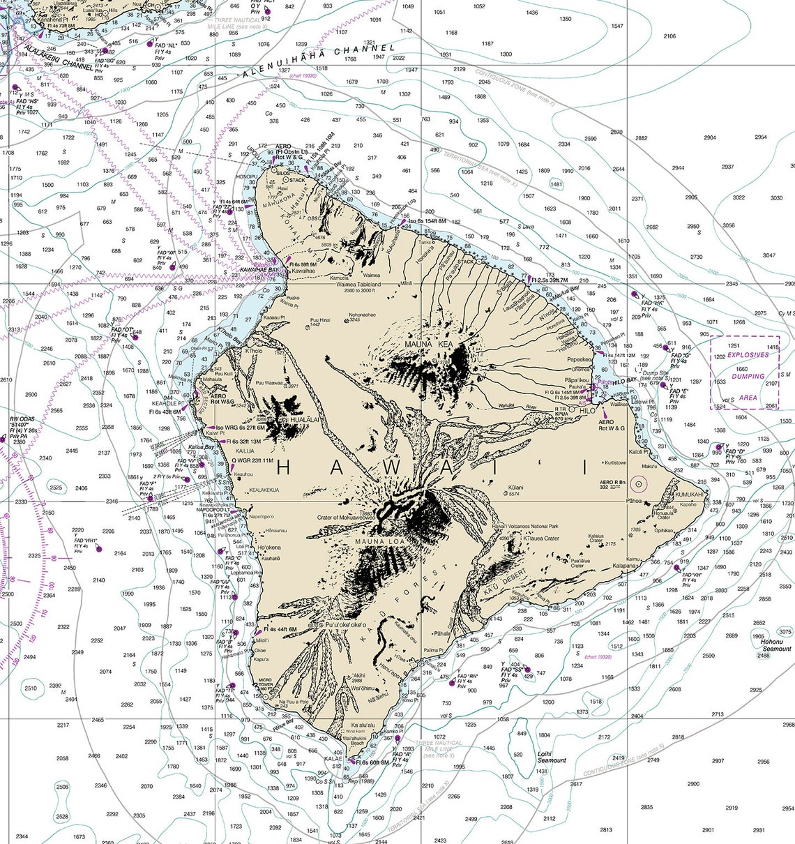 Nautical Charts of Hawaiian Island. 19004 Maui. Molokai. Etsy