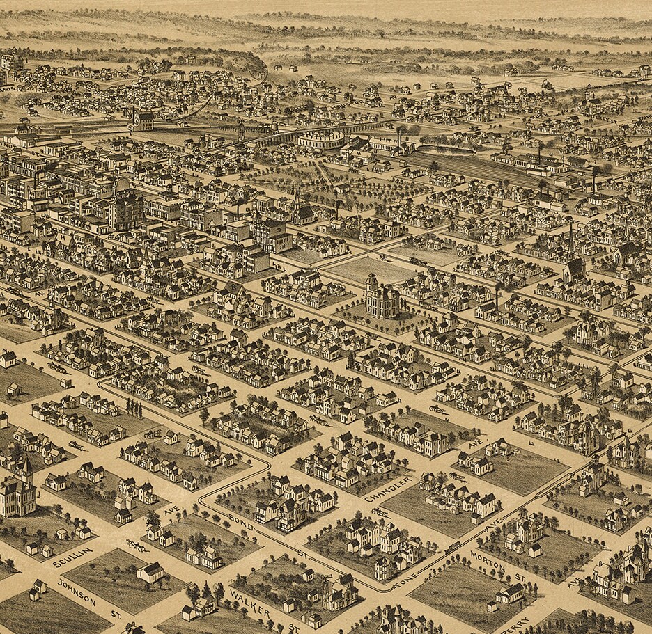 Map of Denison Texas TX Grayson County 1891. Vintage Etsy