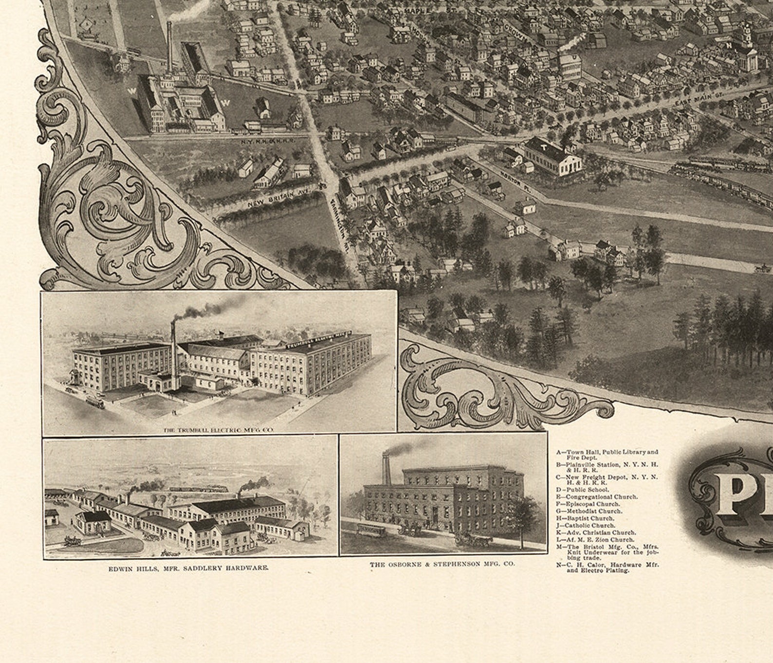 Map of Plainville Hartford County Connecticut CT 1907 Etsy