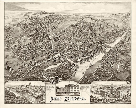 Map Of Port Chester Westchester New York Ny 1882 Map Etsy