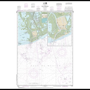 NOAA Cartas náuticas de Port Fourchon y aproximaciones, Louisiana. 11346. Belle Pass, Bayou Lafourche, Tartellon. Reproducción del mapa de la Costa del Golfo