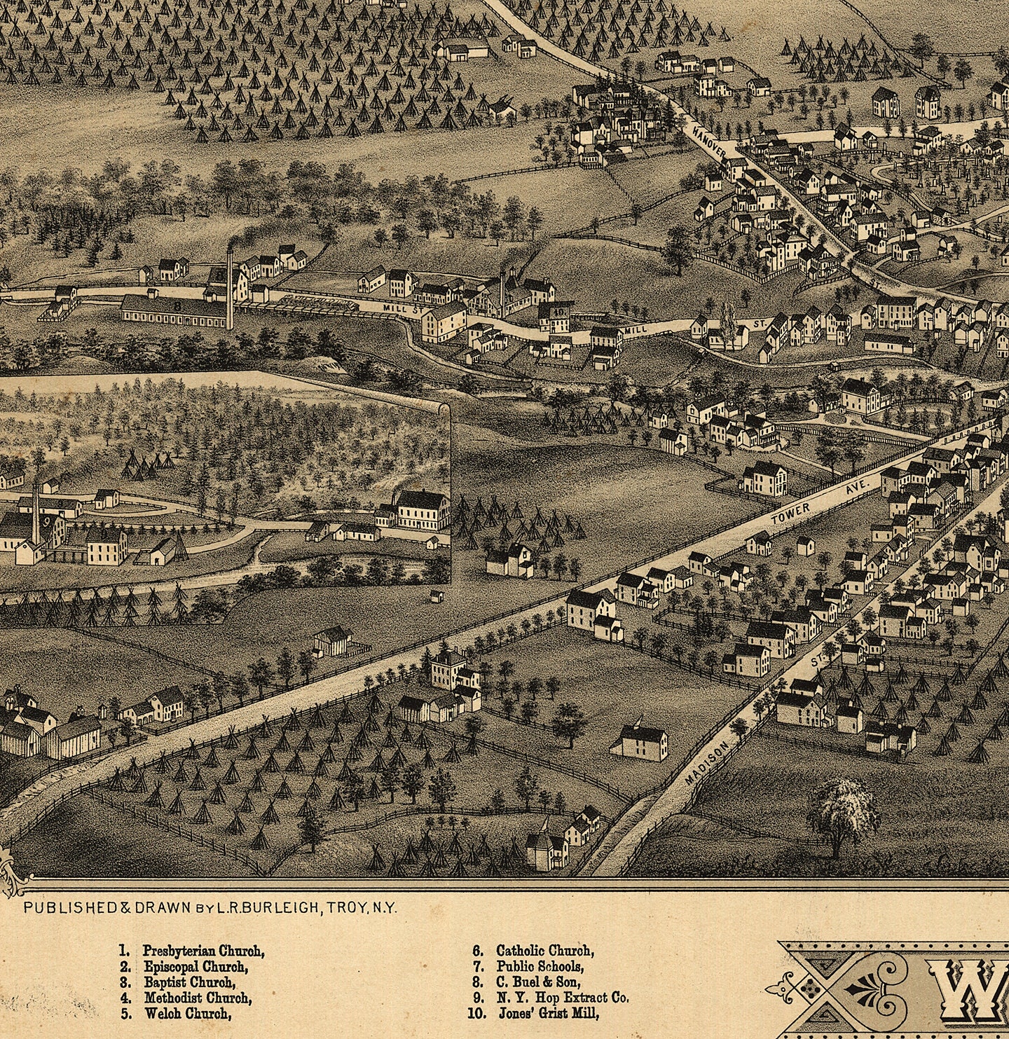 Map of Waterville Oneida Co. New York 1885. Vintage Etsy