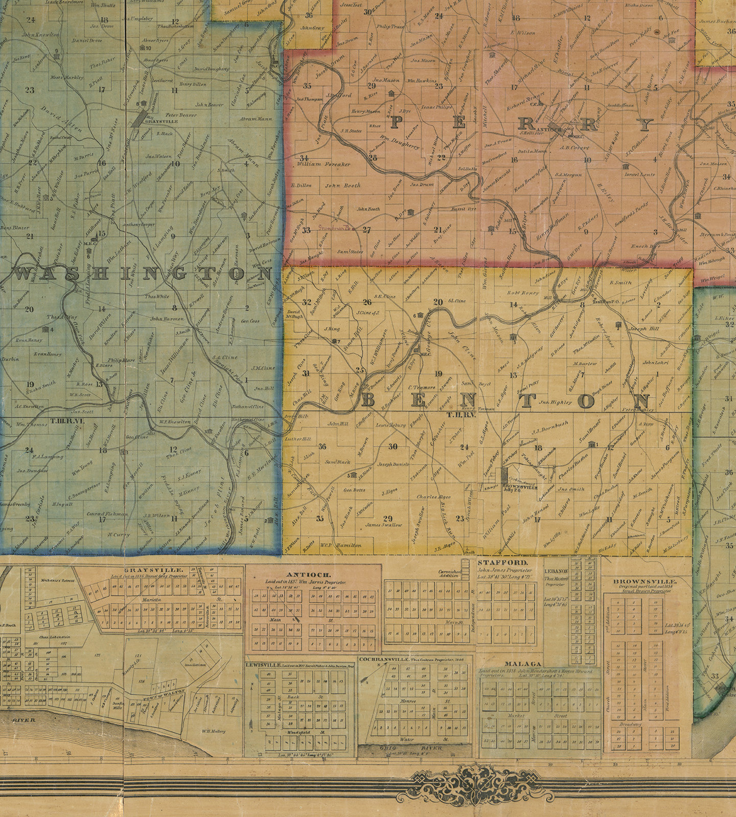 Karte von Monroe County Ohio. 1869. Vintage Restaurierung Etsy