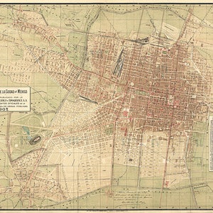 Karte von Mexiko Stadt, Plano de la Ciudad de Mexico, 1907.