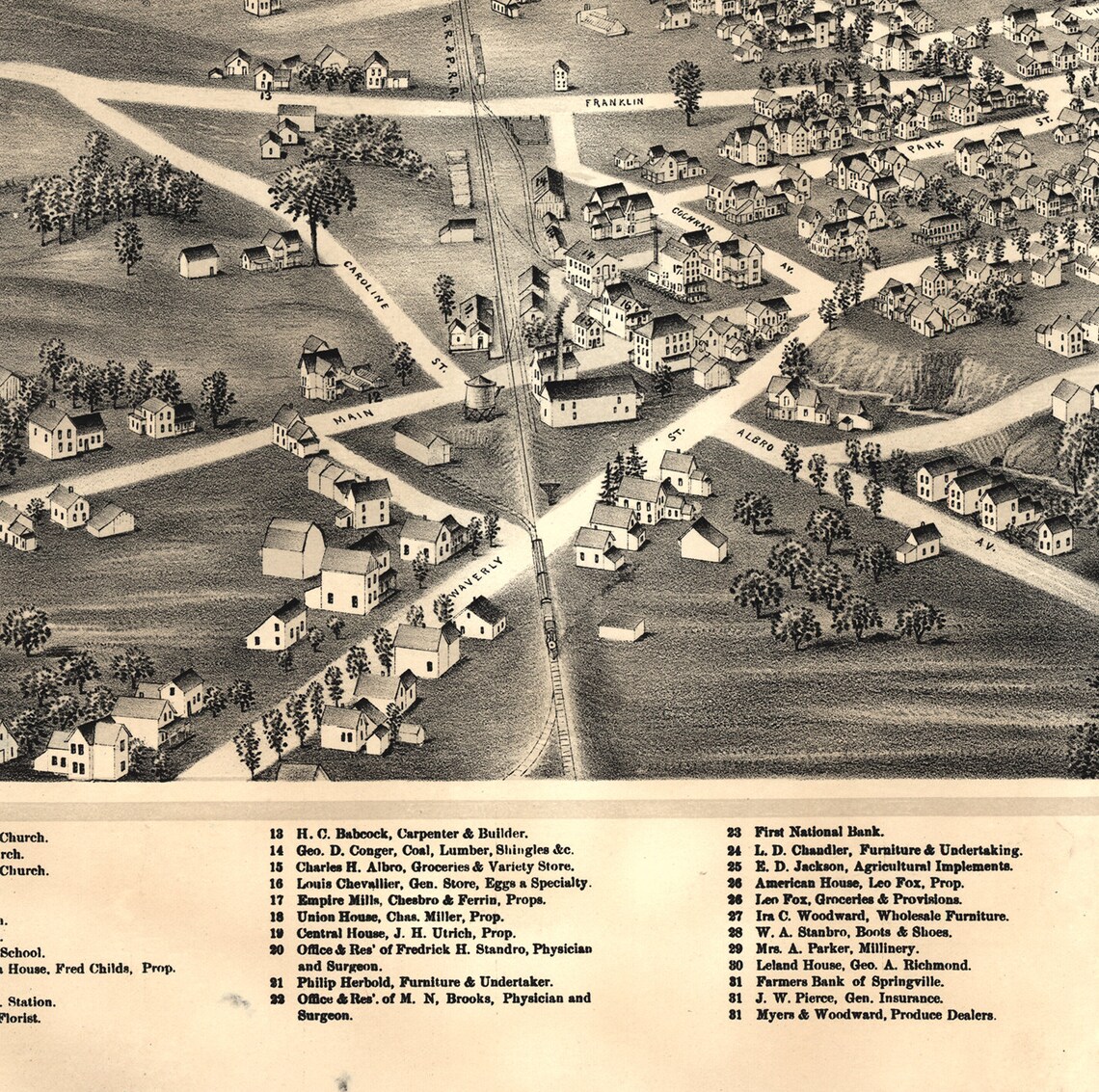 Map of Springville Erie County New York NY 1892 Home Deco Etsy