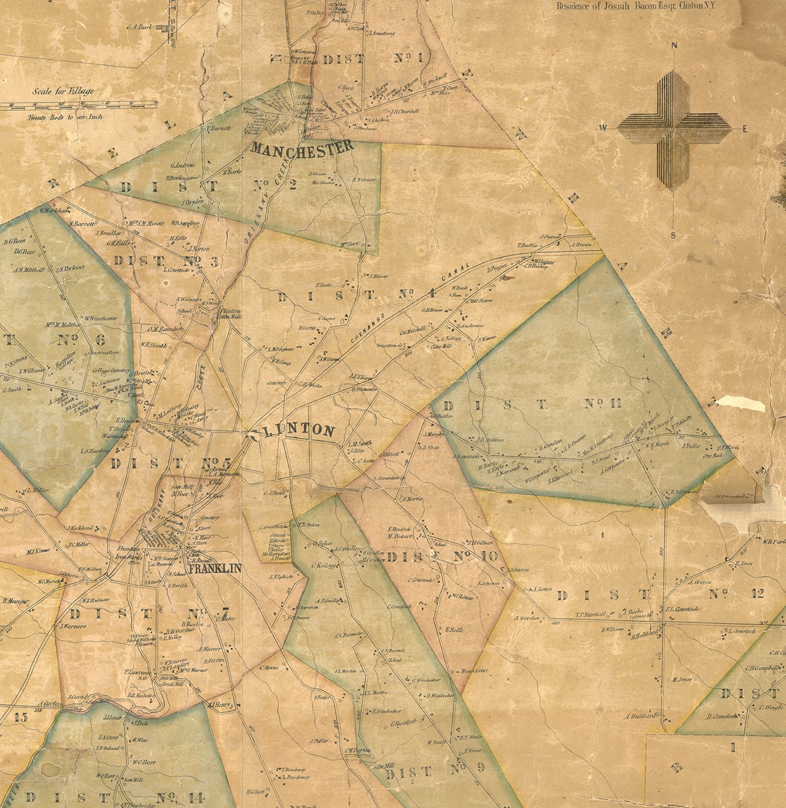 Map of Kirkland Oneida County New York NY 1857. Vintage Etsy