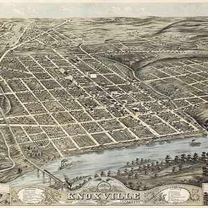 Knoxville, Knox County, Tennessee TN im Jahr 1871. Vintage Reproduktion Karte Panorama Kunstdruck Poster TN0001