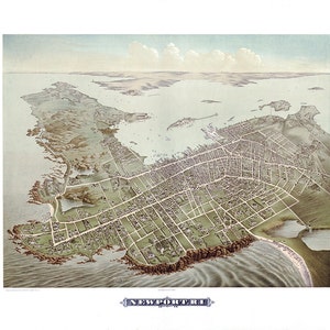 Newport, Rhode Island RI 1878 Galt & Hoy. Vintage Reproduktion Karte Panorama Kunstdruck Poster.  In verschiedenen Größen erhältlich